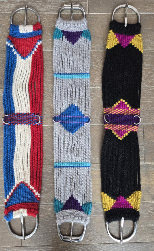 Custom Mohair Cinch w Stainless Steel Buckles, Tack for Western Horseback Riding, Handmade from 100% Mohair, Horse Girth