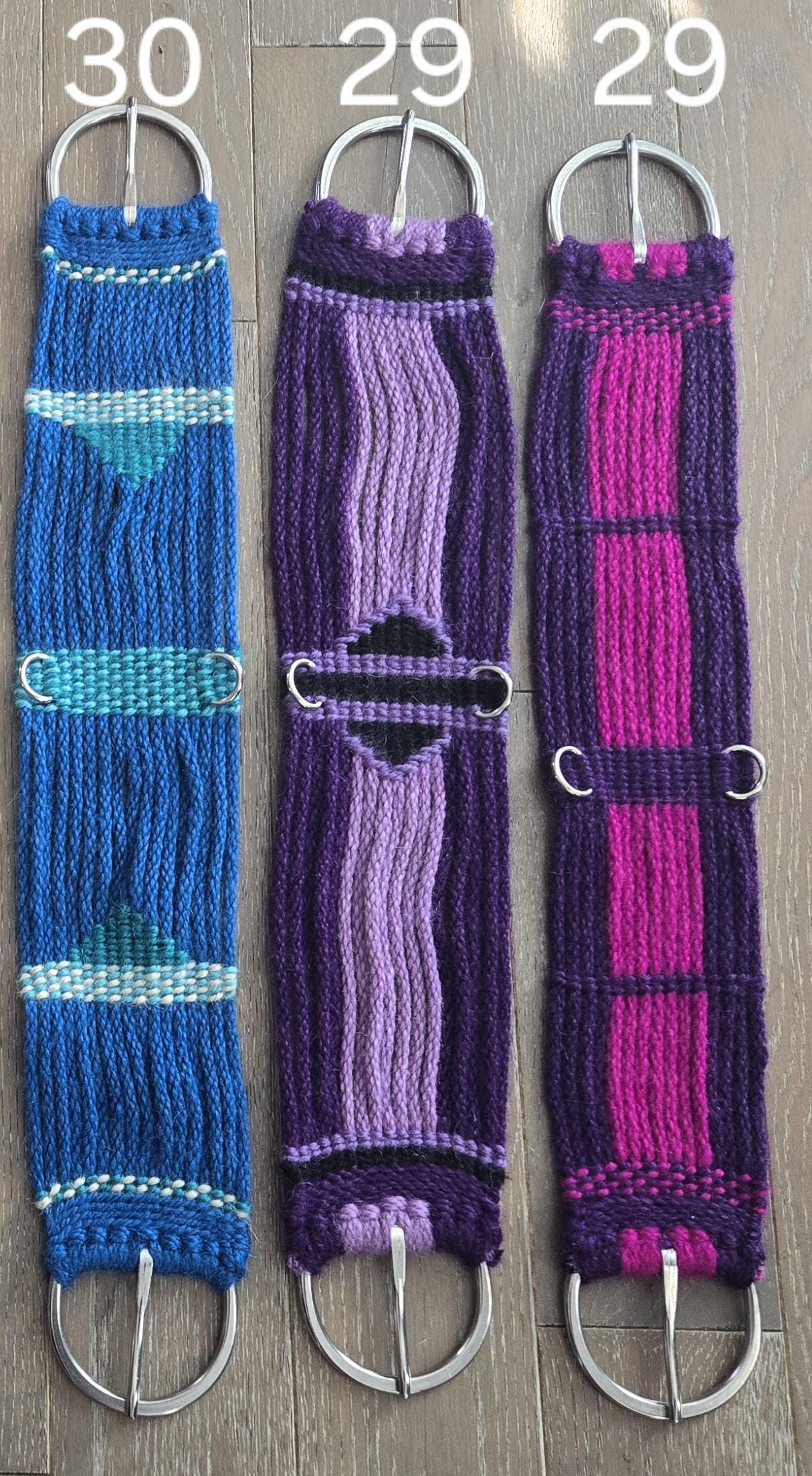 Custom Mohair Cinch w Stainless Steel Buckles, Tack for Western Horseback Riding, Handmade from 100% Mohair, Horse Girth