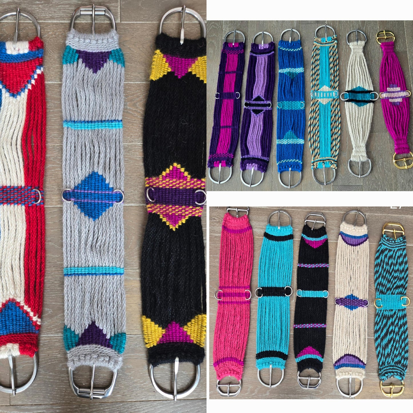 Custom Mohair Cinch w Stainless Steel Buckles, Tack for Western Horseback Riding, Handmade from 100% Mohair, Horse Girth