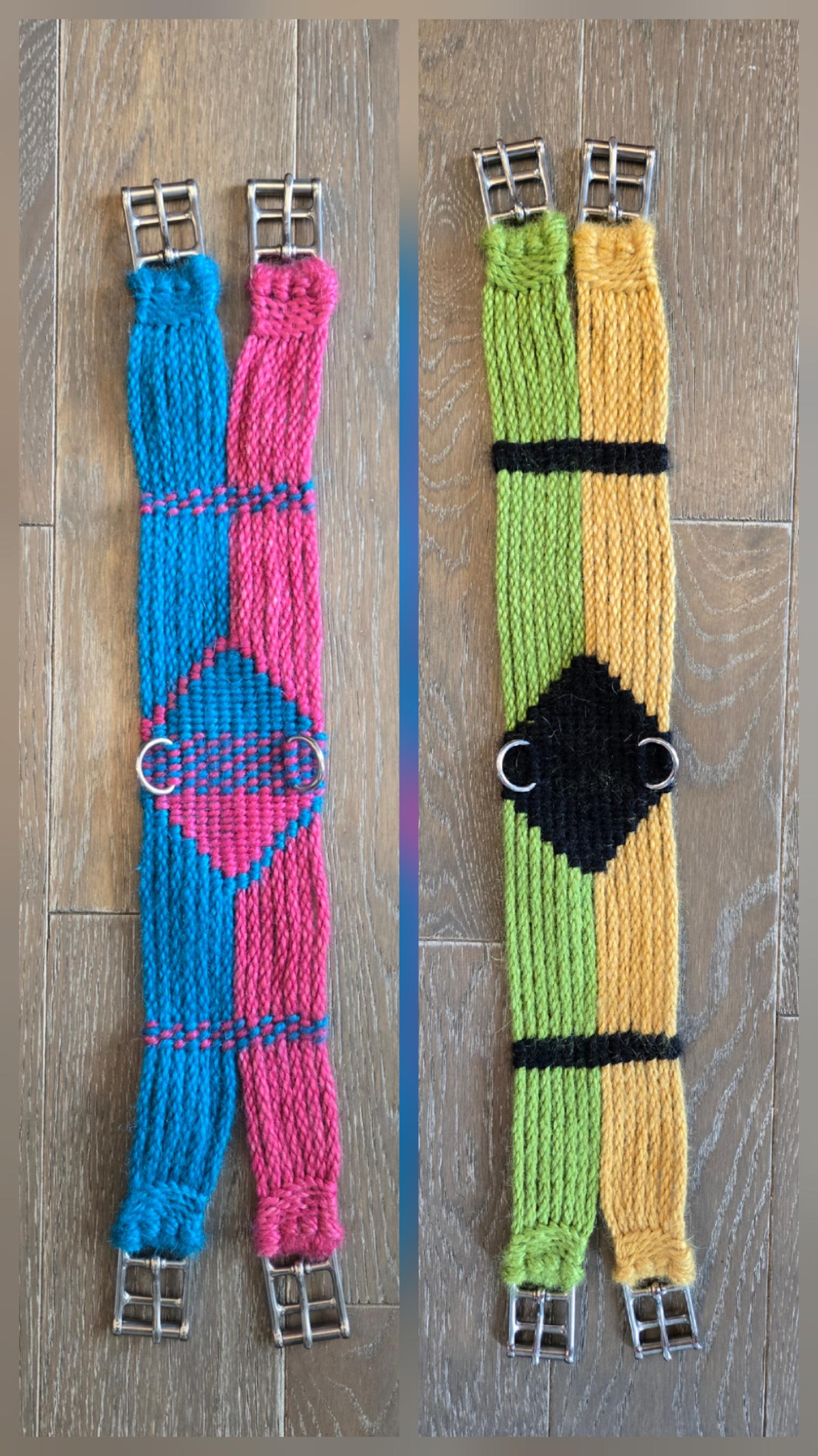 Custom Dressage Girth for Horseback Riding, Handmade from 100% Mohair Cord with Stainless Steel Buckles, You Pick Color and Length