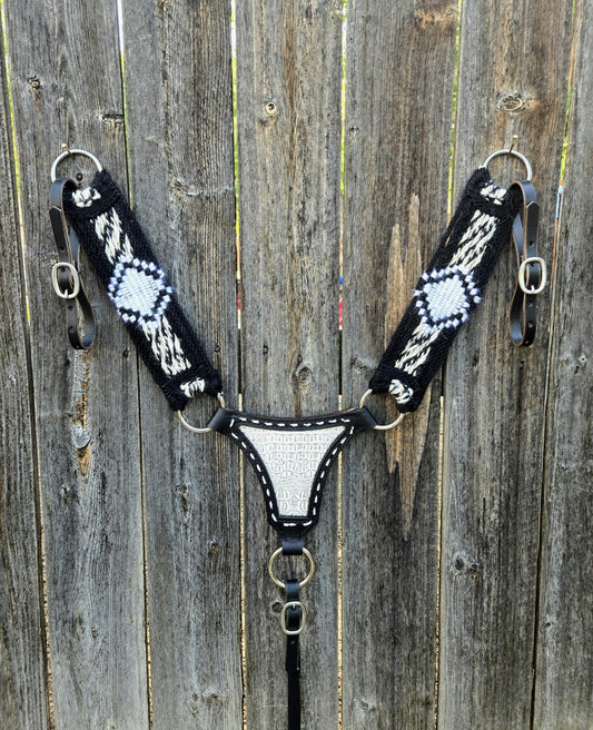 Mohair Breast Collar Gladiator Style, Tack Set for Western Horseback Riding, Herman Oak Leather Tugs, Gift for Equestrian, Horse Show Gear