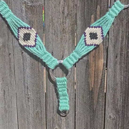 Basic Custom 100% Mohair Breast Collar, Handmade Tack Set for Western Horseback Riding, Stainless Rings + Leather Tugs, Gift for Equestrian