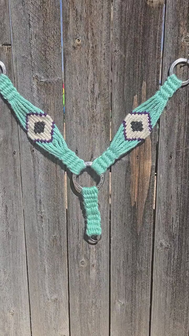 Basic Custom 100% Mohair Breast Collar, Handmade Tack Set for Western Horseback Riding, Stainless Rings + Leather Tugs, Gift for Equestrian