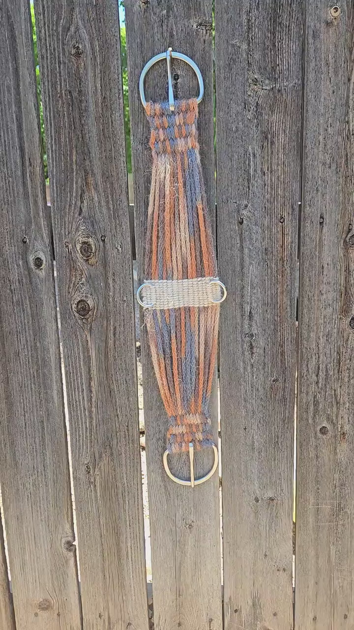 29" Roper Cinch 100% Mohair, for Western Horseback Riding, Stainless Steel Buckles, Gift for Equestrian, Woven Cord Girth, Handmade Tack Set
